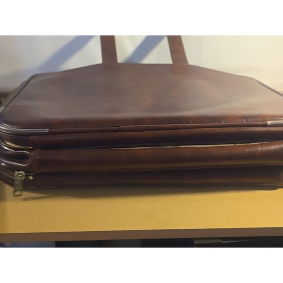 Authentic Vintage Brown Portfolio Attache Case with Handles Vintage Soft... - Picture 3 of 7